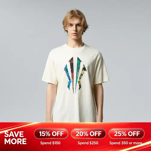 ANTA MEN KAI Logo Tee Men's Breathable Cotton Crewneck Short Sleeve T-Shirt in Casual Tropical Style Athleisure Gym Workout Casual Streetwear Activewear Fall Training Kyrie Irving
