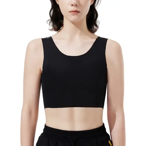 CUTESTREET Women's Seamless Padded Chest Binder - Lightweight Solid Crew Neck Slim Fit Racerback Tank Top, Workout Bras for FTM Gym Activewear, Shapewear (Available in XL)
