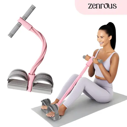 ZENROUS 2.0 Sit-up Resistance Machine - Adjustable Fabric Resistance Bands, Velcro Straps, Anti-Slip Grip, Chafe-Free Pedal Design, Attachment Type Home Gym Equipment for Glutes, Lower Body Workout Band Training