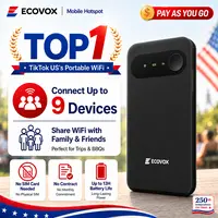 ECOVOX 2026 Plastic Portable Wireless WiFi Hotspot - 4G LTE, 802.11.a, No SIM Needed, Pay-as-You-Go Data, 1GB Free Starter Data, Connect 9 Devices, Simple Design, International Use for Students, Back To School Essential,sohochic