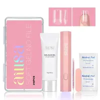 AILLSA DIY Nail Art Set - Pre-Filed Full Cover Acrylic Press on Nails for Extension, 15g Strong Solid Glue, Handheld UV Light - Manicure Supplies (TikTokShopBackToSchool Sohochic)