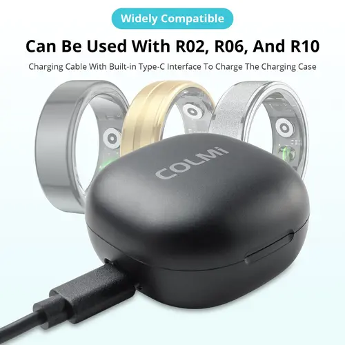 COLMI Compact Portable Rechargeable Wireless Charging Box with Built-in Type-C Cable, Electronic Gadgets Accessory for R02, R03, R10, R06 Smart Watches (Black),sohochic