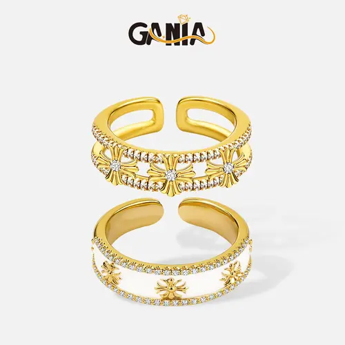 GANIA 2pcs Cross Promise Rings for Women Eternity Stackable Wedding Open Band Adjustable Finger Statement Engagement Gifts Nickel Free Lead Free  Valentine's Day gift