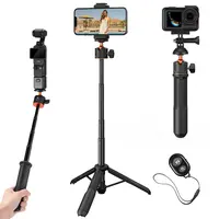K&F CONCEPT Aluminium All-in-1 Extendable Foldable Selfie Stick Tripod, Compact Mobile Accessory for Smartphones, GoPro Hero 13-7/Max, DJI Osmo Action 5-3/Pocket 3/XTRA, 60cm/24" Ball Head Handle for Content Creator Vlogging,