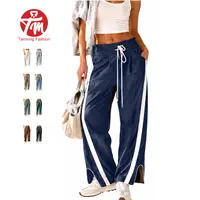 Tanming Women's Baggy Wide Leg Pants Drawstring Elastic Waisted Contrast Color Workout Y2K Track Pants for Hyrox Summer #SpringStatements,summerwins