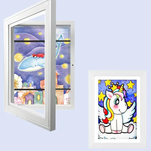 1 Pack Magnetic Flip Cover Photo Frame - 8.5x11 Durable Sturdy Wooden Frame, Front-Open Access Wall Hanging & Tabletop Display, Magnetic Swap Ease for Children's Artwork, Home Decor,sohochic