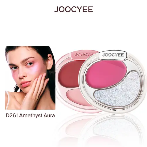 JOOCYEE Cream Blush & Highlighting Duo- Cream Blusher & Powder Highlighter 2in1, Pink Brightening Powder, Natural Glow, Easy Blend, 2-in-1 Face Palette for Party, Travel, Gift, Summer Refresh