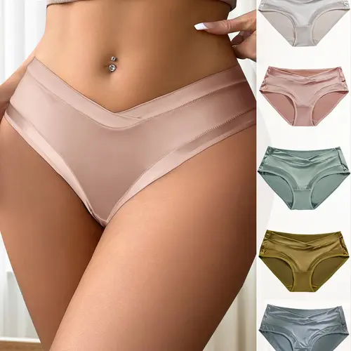 5 Pcs Women Underpants Low-waist AdvancedLight Seamless Floral Lace Trim Silky StretchablePanties Women Honeymoon Wedding NightThong Womenswear Comfort