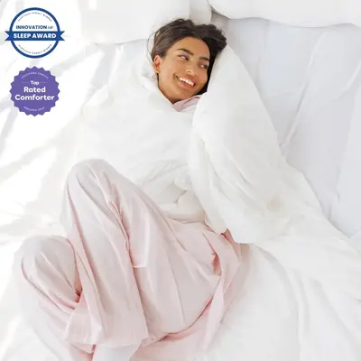 Mellow Sleep | CloudCool Cooling Comforter - Lightweight Breathable with Dual-Sided Silk Smooth & Cloud Soft Knit for Instant Cool Relief
