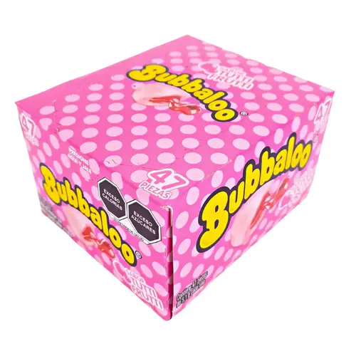 Bubbaloo Tutti Frutti Chewing Bubble Gum with Liquid Filled Center, Box of 47 Pieces, Mexican Candy, Dulces Mexicanos Bubblegum Beads Bubblegum Flavored
