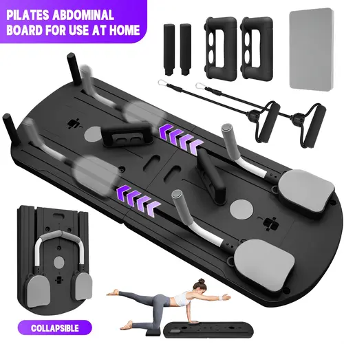 Small Foldable 8-in-1 Multi-Functional Pilates Board - 24 Non-Slip Feet, Home Workout Equipment, At Home Gym Equipment for Pilates Sessions in Living Room, Bedroom