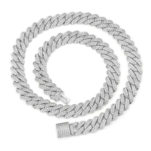 【O2 CZP397】UCCIYO 14mm Shining Cuban Chain Necklace for Men, Sparkling Zircon Square Design, Ice Out Cuban Links Necklace, Gold Statement Chain, Trendy Men's Jewelry Chains【O2 CZP397】, Trendy Necklace