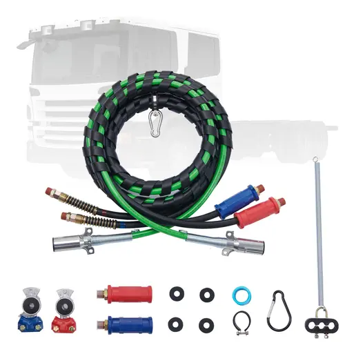 【toolupgrade】VEVOR Semi Truck Air Lines Kit with Glad Hands, 15 ft 3-in-1 Rubber Air Hose & 7-Way ABS Power Line, 4 Seals, Truck Accessories for Trailers, Tractors (Tectran 169157, OT6818, PE13050)