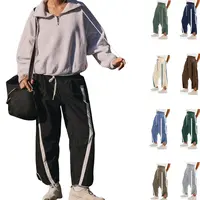 Yeokou Women's  Baggy Wide Leg Pants Track Pants Casual Drawstring Elastic Waisted Contrast Color Workout Y2K,summerwins,summeroutfits,vacationoutfits,beachoutfits,back to school shopping,sohochic