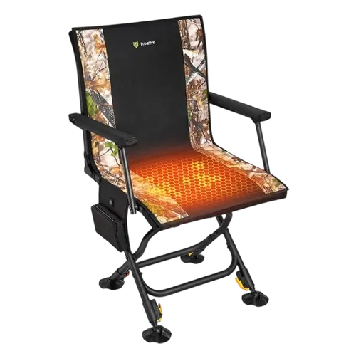【TIDEWE Hunting Season】 Heated Hunting Chair Adjustable Height 360° Swivel Blind Chair with Battery & Detachable Seat Cover-Fusion Seat Series outdoorfun