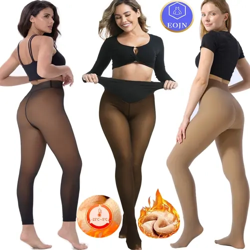 EOJN Tights for Womens Fleece lined Faux Sheer Leggings, Winter Warm Ladies  Faux Fur Leggings High Stretch Thick translucent Stretchy stockings For Women Minimalist Warm-lined Basic Ankle Length Tights,Autum Everyday Fashion Bottoms,3 Styles for You