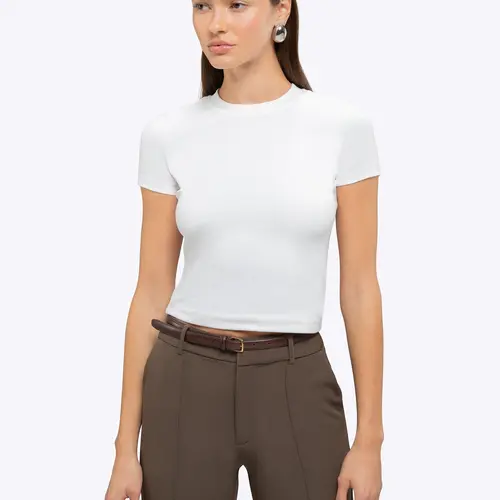 Cuts Women's Slim Fit Round Neck Short-Sleeve Top, 3-Pack Tomboy Cotton-Spandex Blend, Lightweight Breathable Wrinkle-Resistant Everyday Tee