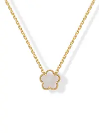 PAVOI 14K Gold Plated Clover Necklaces for Women - Black Onyx & Mother of Pearl Gemstone Pendant Necklace - Adjustable Chain Hypoallergenic Jewelry Gifts