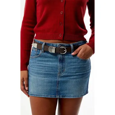 Pacsun Women's Faux Leather Round Metal Buckle Belt
