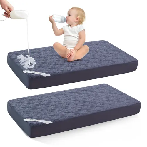 SummerWins【BEDLORE】Waterproof Crib Mattress Protector 2-Pack, Soft & Breathable Crib Mattress Pad, Noiseless & Machine Washable Toddler Mattress Cover for Standard Baby Crib (52" x 28")