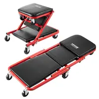 【Fallpicks】VEVOR 2-in-1 Foldable Rolling Garage Creeper-Stool, 36 in, 300 lbs Load Capacity, Carbon Steel Frame, Quiet PP 6-wheel Flex Move Wheels, Cushioned PVC Pad, Tool Tray, Car Repair Tools for Mechanics, Vehicle Maintenance
