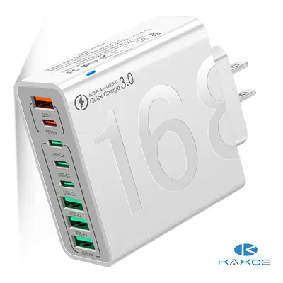4 USB-C & 4 USB-A Fast Charging USB Hub PortableSmart 8port Charger for Multiple Devices SmartCharger for Phones, Tablets & More Usb Multiport Adapter Usb Ports Output