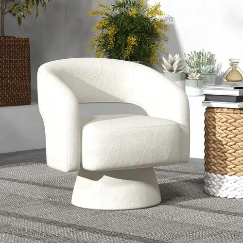[DealsForYouDays] Hertford 21.3" Wide swivel chair, modern luxury velvet decorative chair, comfortable round armrests, 360-degree rotating bucket chair, suitable for living room, bedroom office, beige