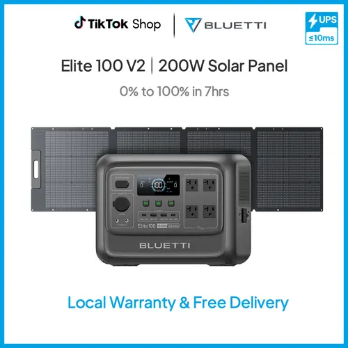 BLUETTI Elite 100 V2 Portable Power Station, 1024Wh Solar Generator w/ 4 1800W AC Outlets, for Camping, Emergencies, Backup Power