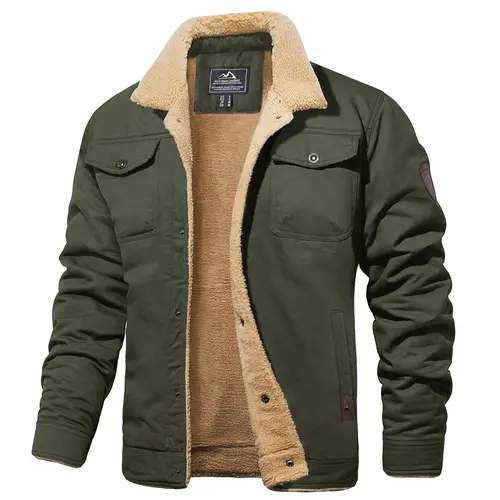 MAGCOMSEN Men's Winter Jacket Sherpa Fleece Lined Cargo Coat Warm Thick Trucker Jacket with Multi Pockets FallFreshness Outdoorfun,sohochic