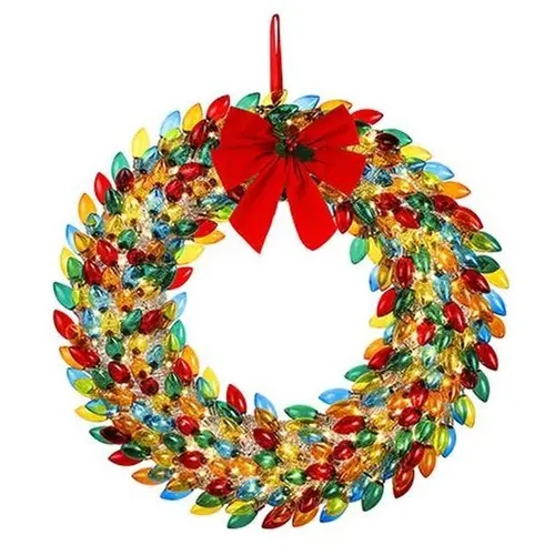 Mr. Christmas 30 in. Retro C9 Bulb Wreath - Multi-Color