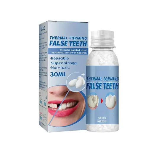 1/2 PCS Fake Teeth Beauty Products - Temporary CosmeticTeeth Replacement, Lightweight Moldable DentalRestoration Fillers, Washable Reusable for Halloween, Parties& Cosplay, Easy Shape & Fit, Natural White Look, FunCostume Accessory for Themed Events