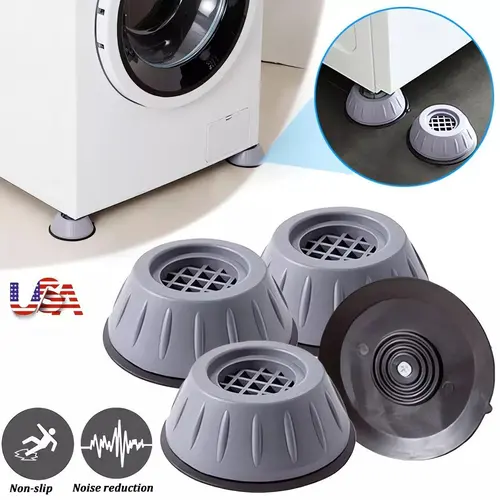 4/8 PCS Shock‑Proof Washing Machine Foot Pads, Shock Absorbing Pads Reduce Noise & Vibration, Anti‑Slip Design, Thick Durable Plastic, Fit for Washing Machines and Large Home Appliances, Prevent Sliding and Protect Your Floor Surface