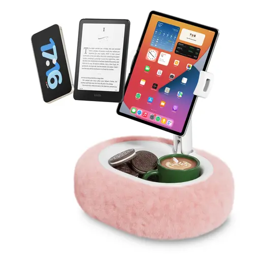 Viozon Portable Pillow Stand for Tablets & Phones - 4-11" Device Compatible, with Small Bowl, Ideal for Bed Reading & Video Watching, Kindle/iPad/Smartphone Accessory Holder