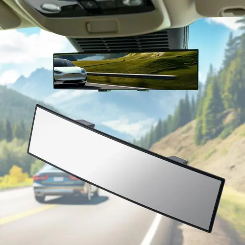 L- Inch Panoramic Convex real view Mirror, Interior Clip-on Wide Angle to Reduce Blind Spot Effectively for Car SUV Trucks Clear Visibility Safety Install Rearview High Definition