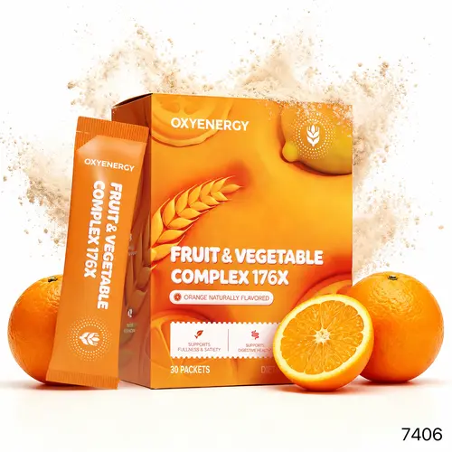 Oxyenergy 176X Fruit & Vegetable Complex Powder, Orange Naturally Flavored Dietary Supplement, 30 Packets, Supports Digestive Health & Boosts Good Bacteria