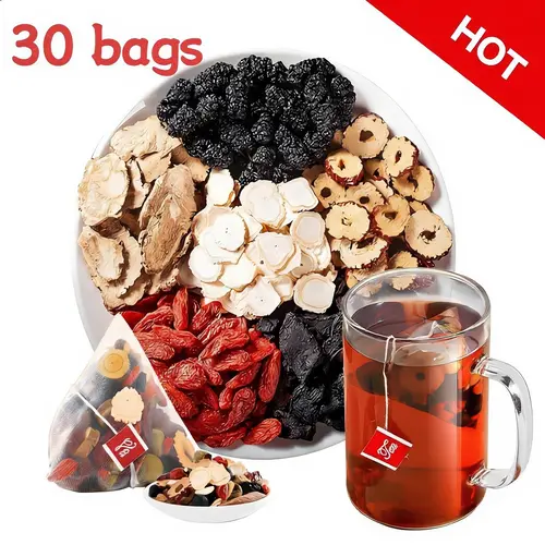 Organic Kidney Health Herbal Tea Bags - Ginseng-8 Treasure Blend with Reddate, Wolfberry, Mulberry, Ginger, Low Fat, Low Sodium, New Packing, Herbal Tea Stack for Adults,sohochic