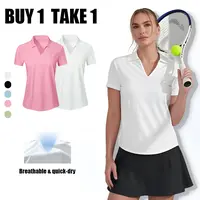 Women’s Sporty Polo Shirts for Women - Buy 1 Get 1 Free, Breathable V-Neck Activewear, Lightweight Easy-to-Wear for Gym, Casual Summer Style