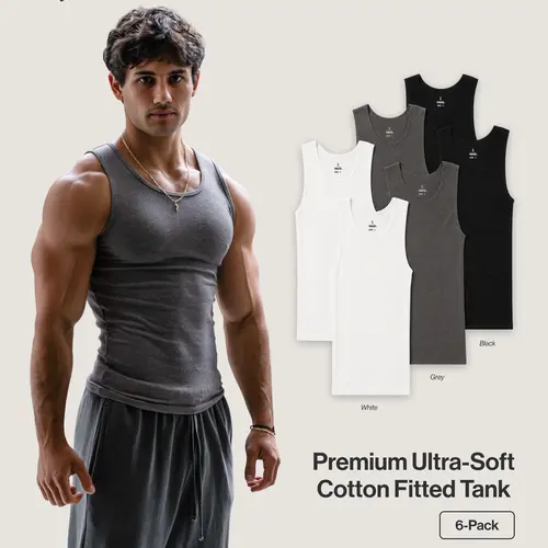 Haus | Premium Ultra-Soft Cotton Fitted Tank 6 Pack