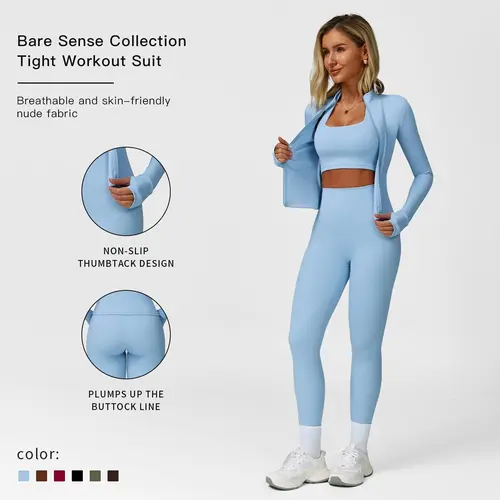 MFVIM Women's 3 Piece High Waisted Activewear Elastic Sports Bra, Halter Top, Jacket Sporty Style Outfits, Athleisure Wear Set, Yoga Fit Sets for Gym, Workout,summerwins,travel essentials,camping essentials,back to school,back to school haul,sohochic