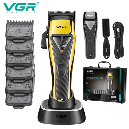 VGR 015 Professional Hair Clippers for Men - Vector Motor 9000 RPM Cordless Barber Clipper & Hair Trimmers, DLC Coating Blade - For Men - Haircutting Kit with Travel Case - Perfect Gift for Men tiktokshopbacktoschool