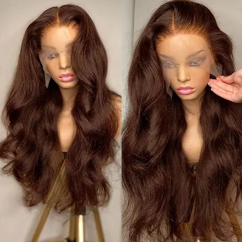 BLING HAIR Brown Body Wave 13x4 / 13x6 Lace Frontal Wig, Real Human Hair for Women with a Pre-Plucked Ear-to-Ear Hairline, Heat Safe, Human Hair Wigs, Female, 13X6 Human Hair Wig sohochic