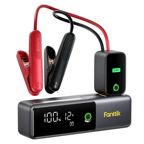 Fanttik Potent T10 1800A Portable Jump Starter 12000mAh 12V Safe Lithium Battery for Car Battery up to 7.0L Gas 5.0L Diesel Engines with Retractable Charging Cable Power Bank LED Display,father'sdaygifts, SummerWins summerwins,car accessories,toolupgrade