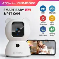 CINMOORE 2.5K Indoor Security Camera - No Subscription, Person & Pet Detection, PTZ WiFi Monitor, Full Duplex 2-Way Audio, Color Night Vision, SD Card Local Storage, Nanny Cam, 360° Security Cameras & Systems