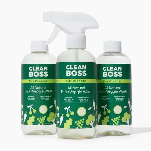 Fruit & Vegetable Wash Spray – Natural Pesticide & Wax Remover, 12 oz Bottle + 2 Bonus Refills