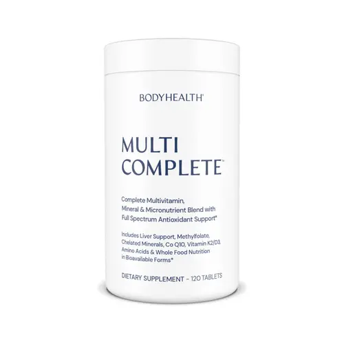 BODYHEALTH Multi Complete Multivitamin - Methylated B Vitamins, L-Methylfolate, Organic Whole Foods Concentrates, Antioxidant Complex, Essential Minerals Supplement, Non-Toxic, Sugar-Free, Gluten-Free, Wheatgrass Juice, Liver & Brain Support - 120 Tablets