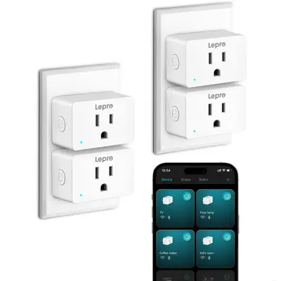 Lepro P1 Mini 15A Intelligent Energy Saver Smart Plug, WiFi Outlet Compatible with Alexa & Google Assistant, Voice/APP Control, Timer & Group Controller, ETL & FCC Certified, 2.4GHz Only, Intelligent Energy Saver Plugs,sohochic