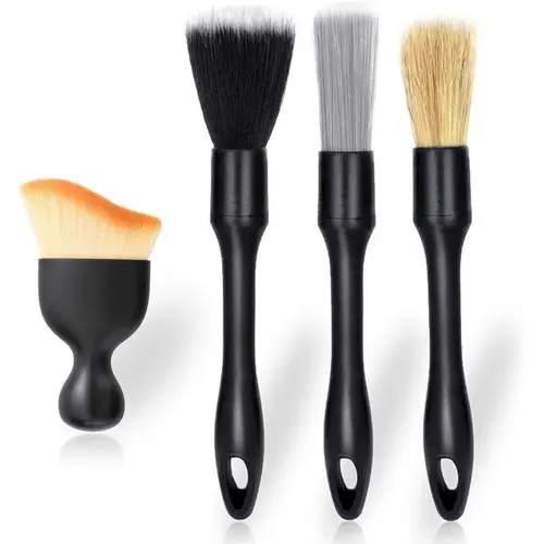 4-Count Car Interior Cleaning Brush Set Pack, Soft-on-Trim Professional Portable Brushes for Dust Removal & Crevice Reach, Automotive Valeting Supplies,sohochic