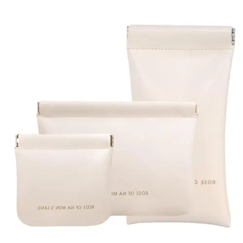Women's 3-Count Mini Makeup Bags Set - PU Leather Waterproof Portable Vanity, Elastic Open-Close Pouch for Lipstick, Headphone, Makeup Organization, Cute Mini Bags, Gifts for Women,sohochic