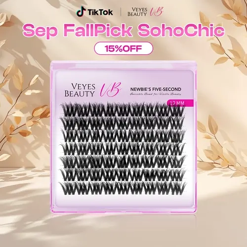 sohochic VEYESBEAUTY VB-Muse Single Length Cluster Lash  Invisible Band Wispy Lightweight Softness Weightless Makeup Eyelash Extensions