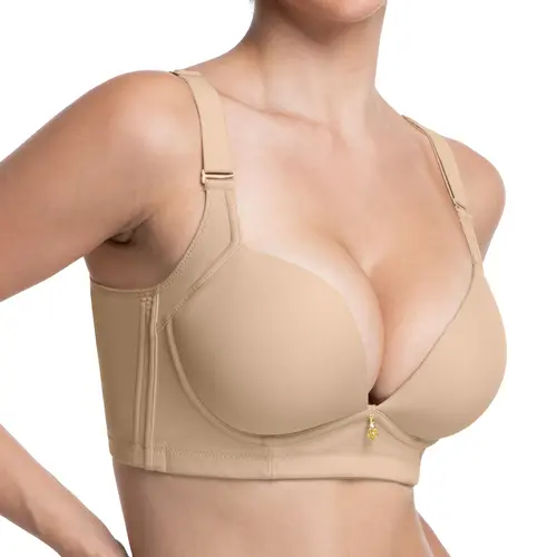 FallSweet Wireless Add 2 Cups Padded Plunge Bras Back Smoothing Push Up Brasieres